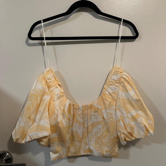 NWT AIIFOS Carrie Puff Sleeve Crop Top - Picture 5 of 7